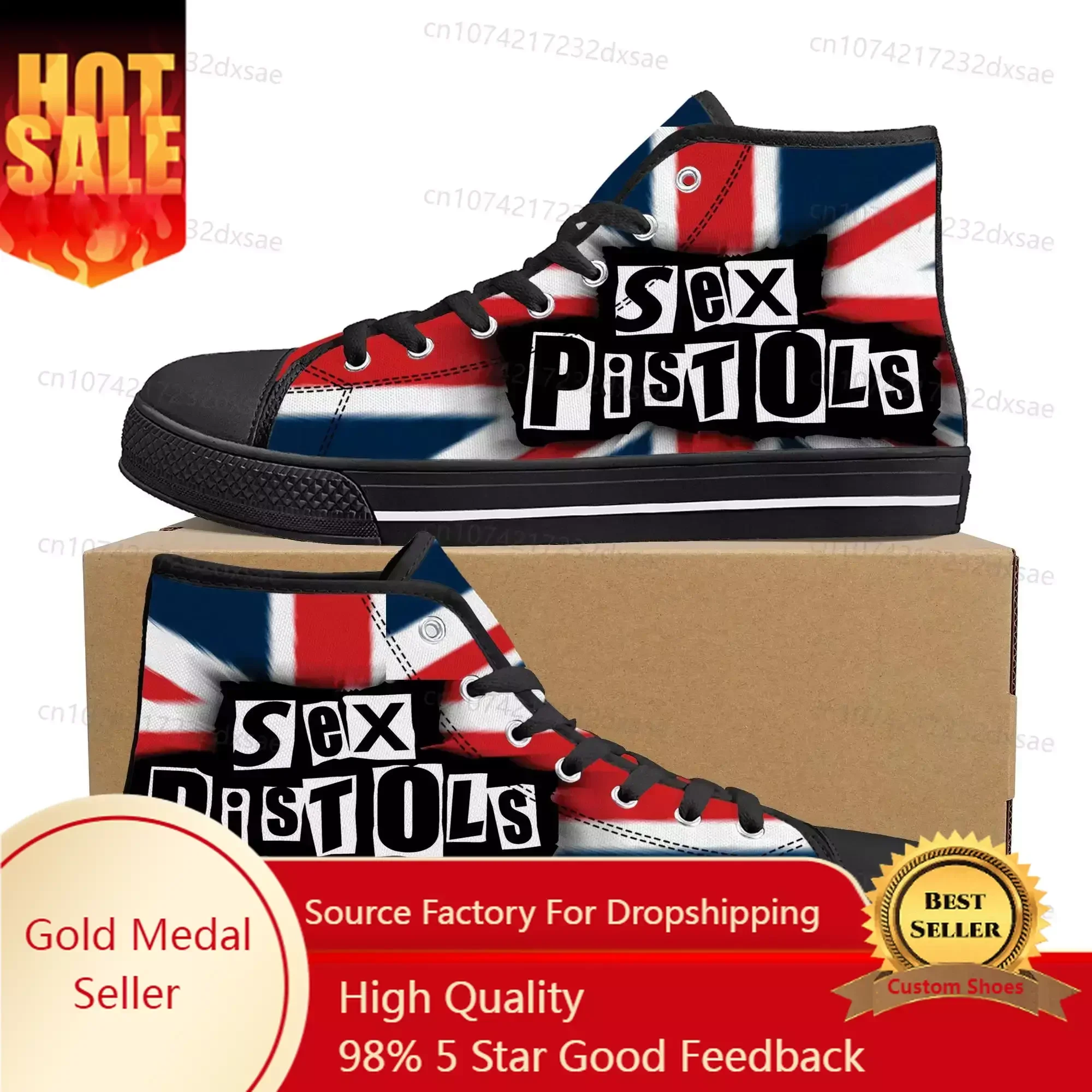 Sex Pistols Punk Rock Band High Top Hohe Qualität Turnschuhe Männer Frauen Teenager Leinwand Sneaker Casual Paar Schuhe Individuelle Schuhe