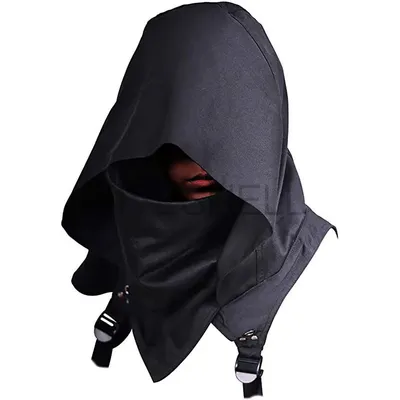 Männer Cosplay Medieval Vintage Piraten Maske Hut Mit Kapuze Mantel Schwarz Gothic Zubehör Prop Image