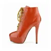 Frauen Stiefel 2025 Mode Sexy 14 cm Runde Kappe Dünne High Heels Plattform Kurze Stiefeletten Elegante Herbst Winter Schuhe plus Größe 43