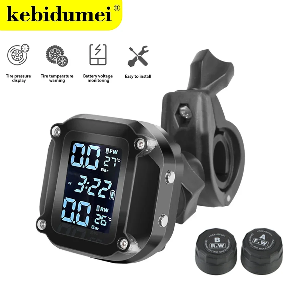 Motorrad tpms Reifendruck überwachungs system mit 2 externen Sensoren Smart Tire Alarm Kit Universal Motorrad zubehör Image