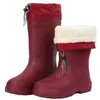 Frauen Regen Stiefel Mitte Der Wade Wasser Schuhe Nicht-slip Wasserdichte Sicherheit Arbeit Schuhe Kordelzug Gummi Stiefel Frauen Warme Plüsch regen Schuhe
