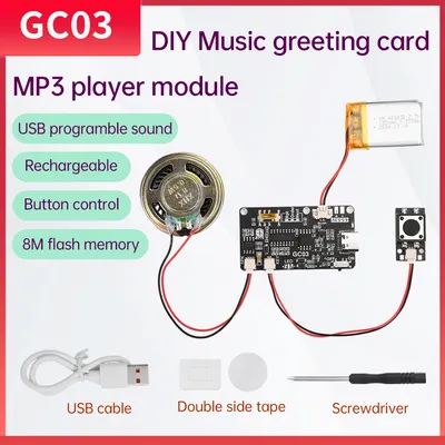 Beschreibbares Sound modul 8M MP3 WAV-Tasten steuerung Musik Voice Player programmier bare Platine Image