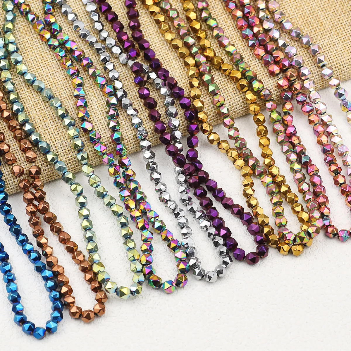 15 ''Naturstein Hämatit goldfarben plattiert facettierte runde lose Abstands perlen für DIY Armband Halskette Schmuck machen 3-10mm Image