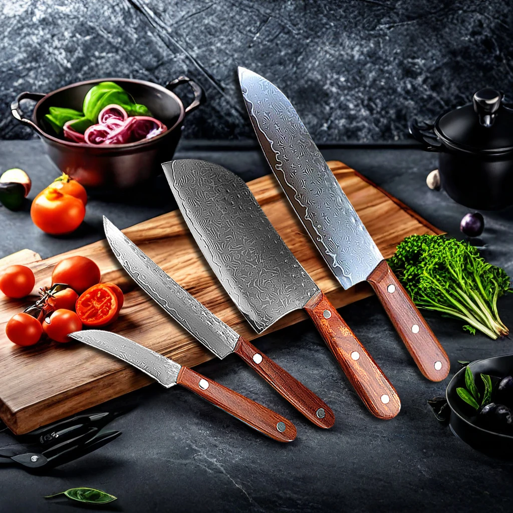 67 Schicht Damaskus Stahl Küchen beil Kochmesser Ausbein Fleisch Schneiden Sushi Messer Obst Schäl steak Schneiden Utility Messer Image