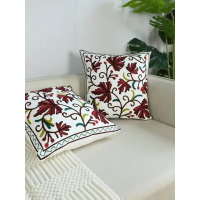 1pc, rote Blätter Stickerei Kissen bezug weich gemütlich für Wohnzimmer Schlafzimmer Sofa, Kissen Kern ist nicht enthalten Image