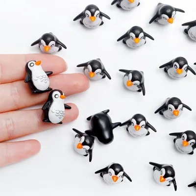 Mini Resin Penguin Miniatures, Cute Animals Figurines for Fairy Garden, Micro Landscape DIY Craft, Home Decoration, 5/10Pcs