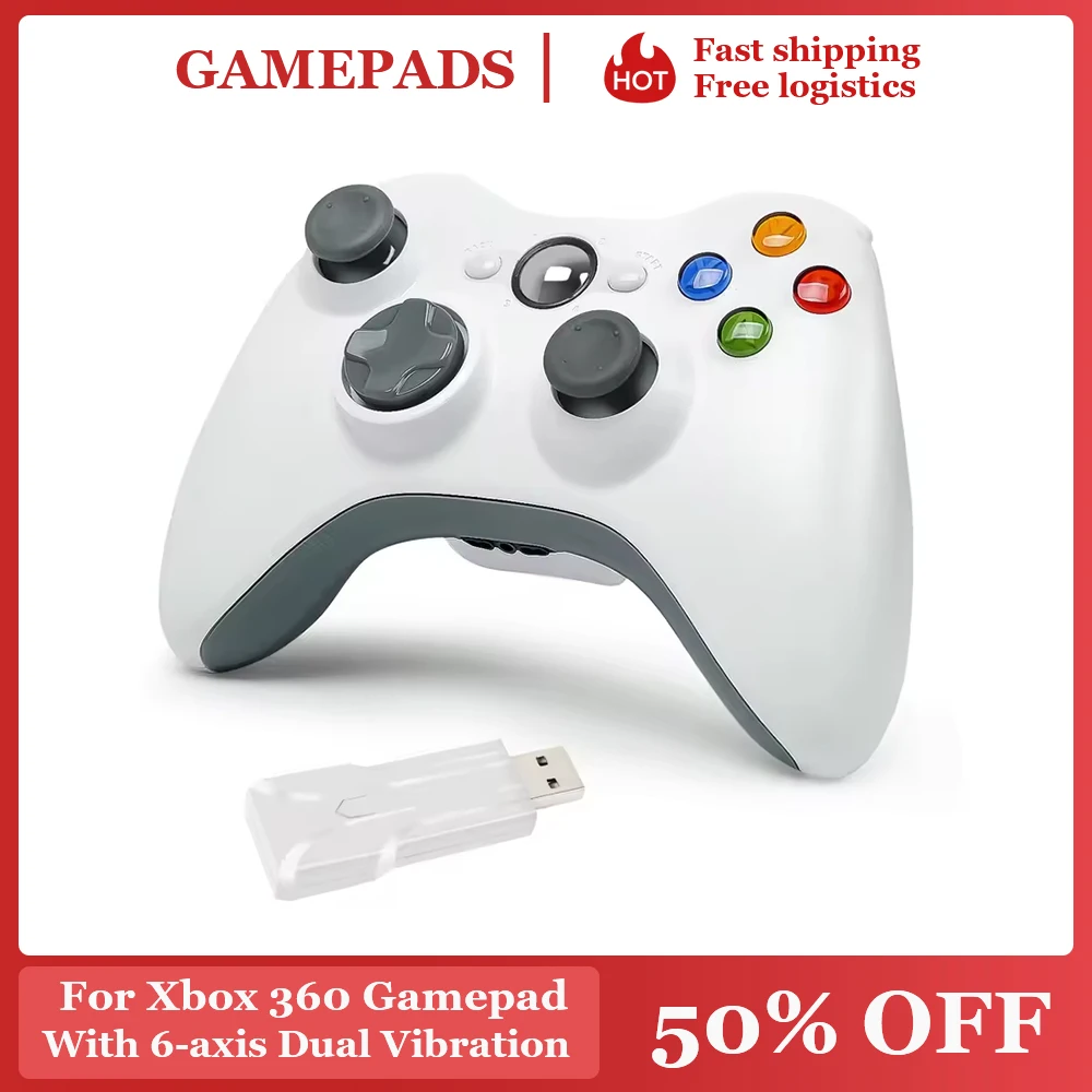 2,4 G Wireless Controller für Xbox 360 Game Controller mit Dual-Vibration Turbo, kompatibel mit Xbox 360/360 Slim und PC-Fenster
