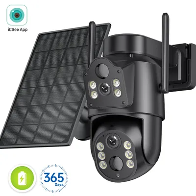 4K 8MP WiFi Solar Kamera Outdoor Batterie WiFi IP Kamera Dual Objektiv Drahtlose Überwachungs Kamera iCsee APP Sicherheit schutz