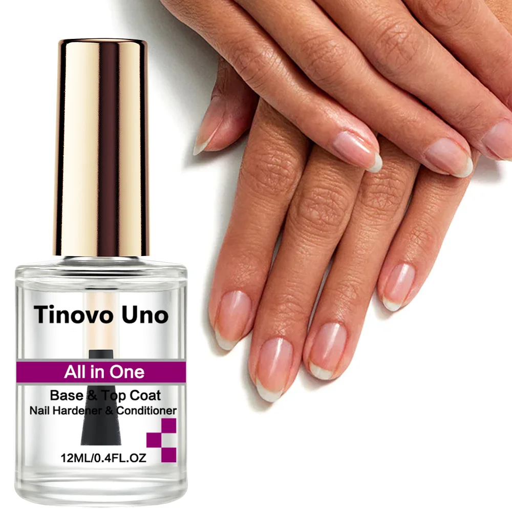Tinovo Uno Nagelstärkungsgerät, alles in einem, 12 ml, Nagelhärter, normaler Grundlack, Decklack, klarer natürlicher Nagellack, Maniküre-Reparatur Image