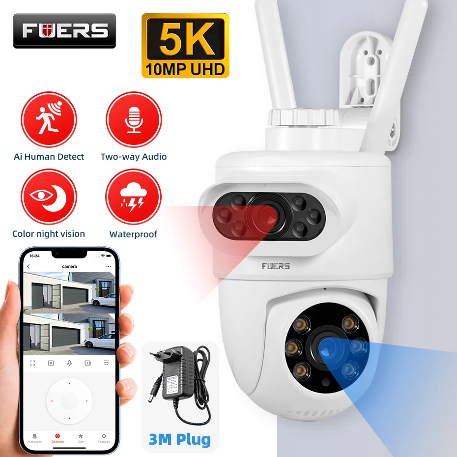 Fuers 5k 10mp Dual-Objektiv IP-Kamera Tuya Smart Outdoor Home Security Auto Tracking menschliche Erkennung WiFi CCTV-Überwachungs kamera Image