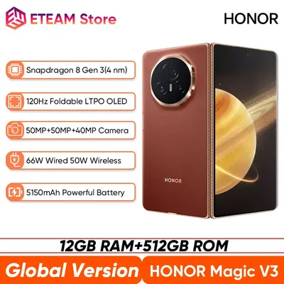 New Honor Magic V3 5G Foldable phone LTPO OLED 120Hz Display 7.92" 50MP Triple Cameras Snapdragon 8 Gen 3 5150mAh 66W Smartphone
