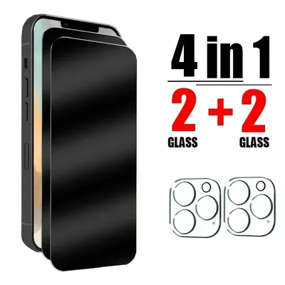 4in1 Privacy Screen Protector For IPhone 16 15 14 13 12 11 Pro Max 12 13 Camera Lens Glass For IPhone 13 12 Mini 14 15 16 Plus