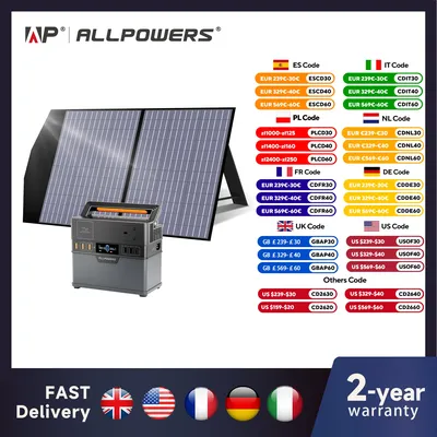 ALLPOWERS Portable Power Station S300 288Wh Solar Generator With 18V 100W Portable Solar Panel for