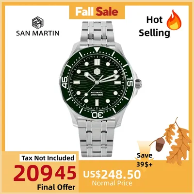 San Martin 41.5mm YN55 Diver Watches Men Mechanical Wristwatch Swim Luminous Sport Vintage Erkek Kol Saati 20Bar BGW9 SN0088-2