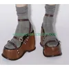 Dame braune Farbe Vintage-Stil Plateaus andalen täglich Sommerkleid Retro-Stil High Heels Schuhe Größe 35-46 Schnallen riemen Schuhe