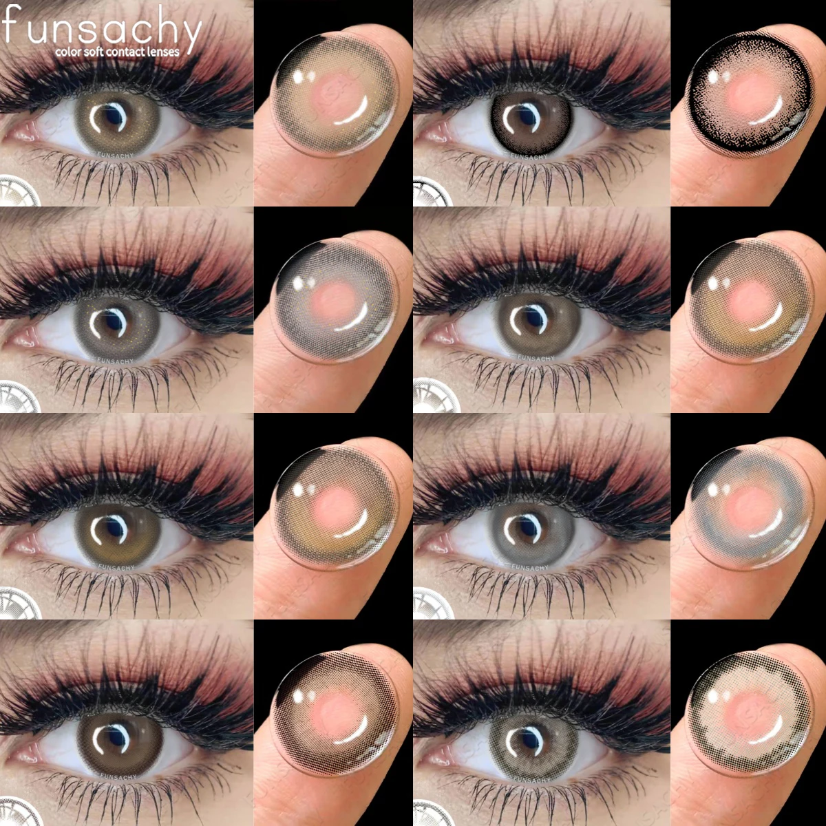 Funsachy 2 stücke neue farbige Kontaktlinsen Mode jährliche graue Augen Linsen natürliche blaue Augenlinsen grüne Pupillen Make-up Augen Linse Image