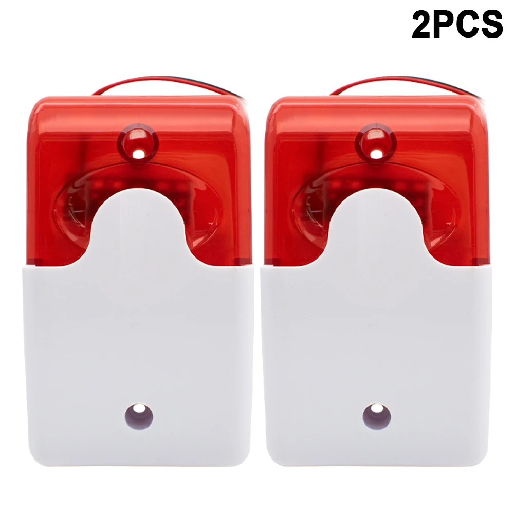 2 stücke verdrahtete Strobe Sirene Alarm 12V 24V Home Sound und rot/blau Flash Horn alarmierende Sicherheit Innen Image