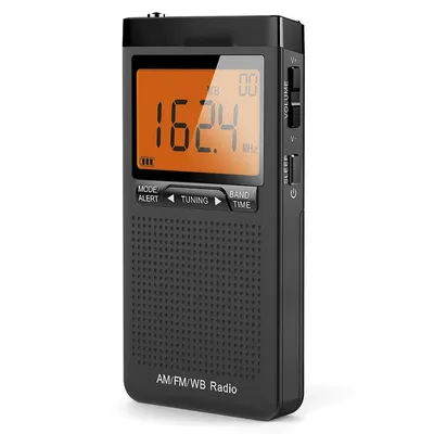 Protable Pocket Radio Am Fm NOAA Weather Radio Emergency Handheld Radio with Alarm Clock Radio