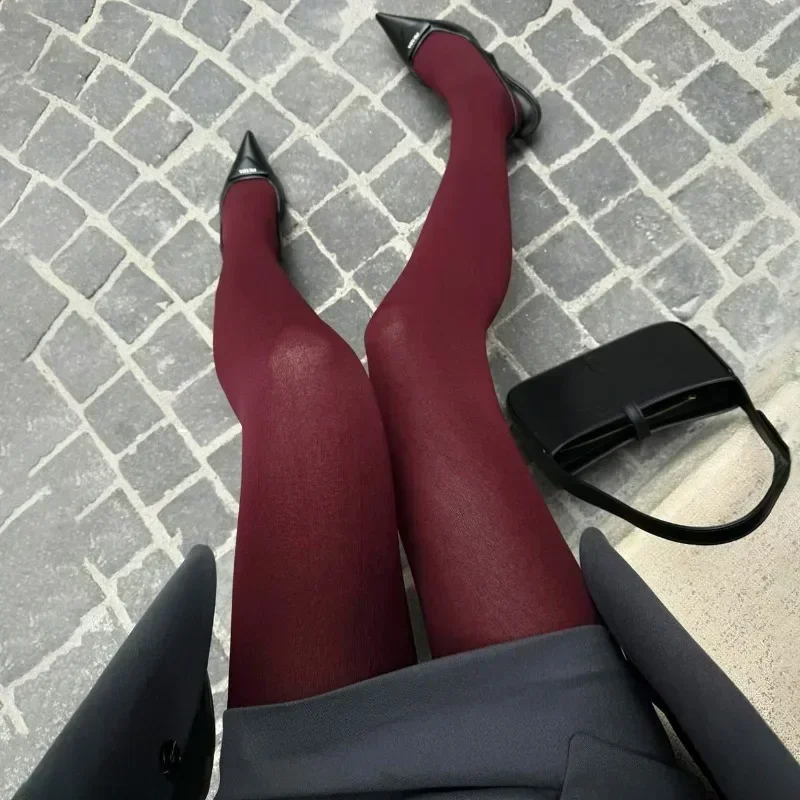 Talenza Damen-Strumpfhose, schmale Strümpfe, Strumpfhosen, superelastisch, große Leggings, rote Damen-Sexy-Strumpfhose, Frühling, Herbst, Winter Image