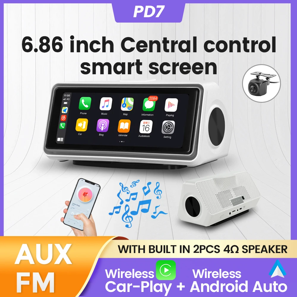 6.86 ''Auto Zentral steuerung Smart Android Bildschirm für Auto-Play Auto Wireless Airplay Spiegel-Link WiFi BT FM Aux Display DSP Stereo Image