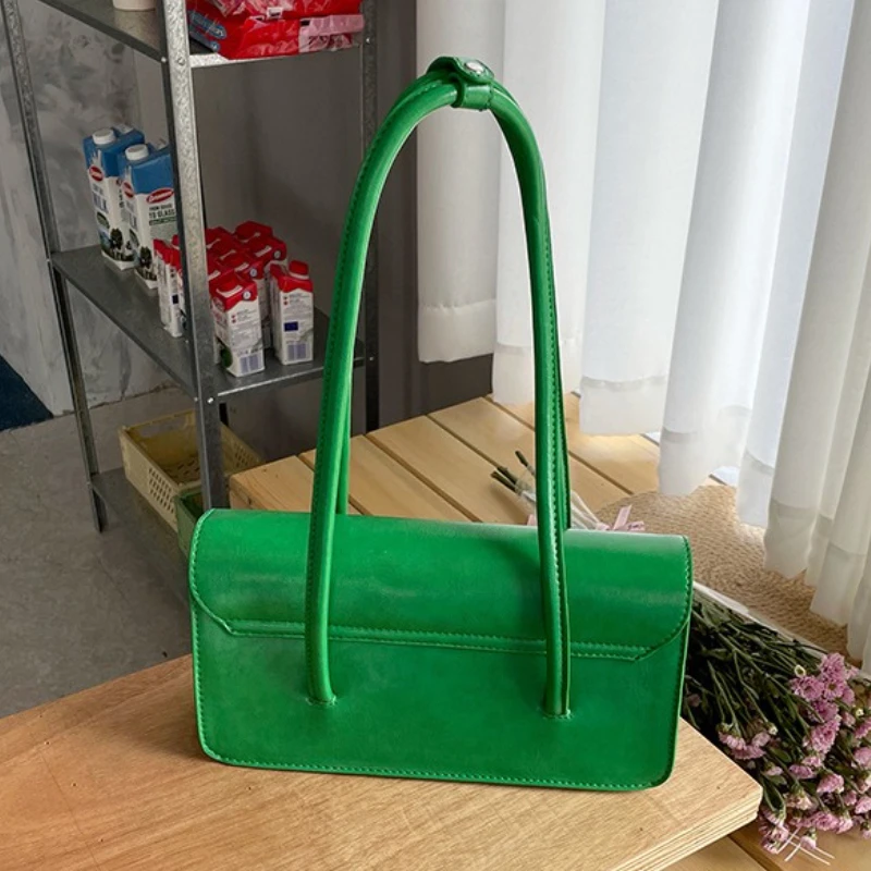 Retro Einfache frauen Unterarm Tasche Vintage Grün Damen Platz Schulter Taschen Winter Mode Weibliche Tote Geldbörse Top Griff Handtaschen