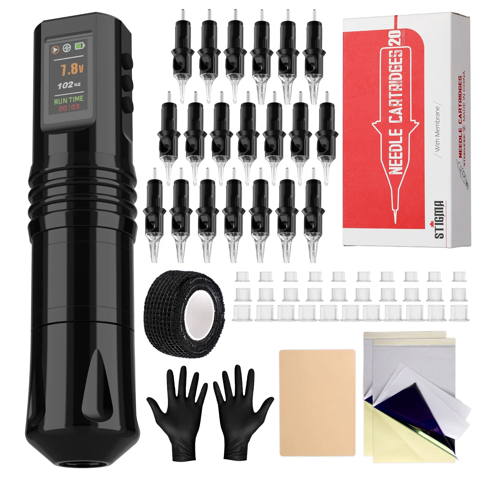 Stigma Tattoo Kit führte Digital anzeige drahtlose Maschine Stift 1800mah mit Nadeln Permanent Make-up fertig Kit Tattoo liefert Image