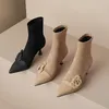 2024 Herbst Schuhe spitzen Zehen High Heels Frauen Schuhe dünne Ferse Stiefeletten elegante moderne