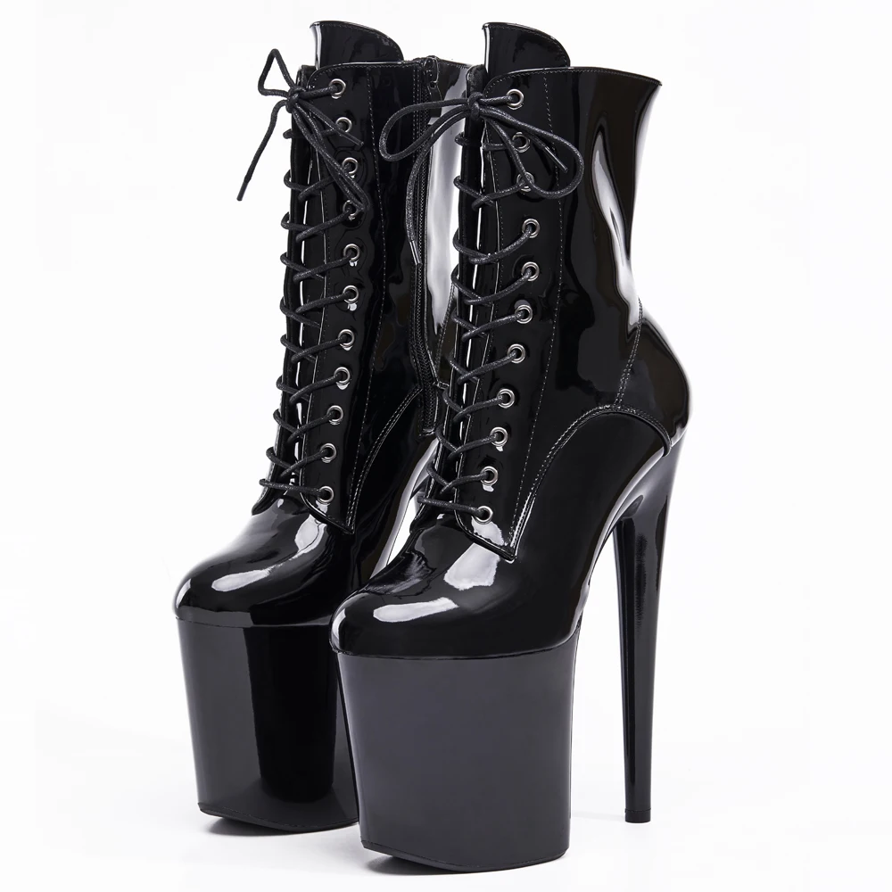 Stripper 8" Plateau Lace Up C Intel Pole Dance knöchelhohe Stiefel auf Lager Schneller Versand Größe 36-43