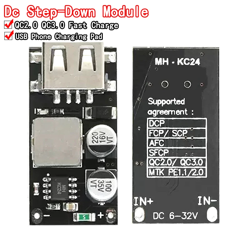 Qc3.0 qc3.0 USB-DC-DC-Buck-Konverter-Lade-Step-Down-Modul 6-32V 9V 12V 24V zum schnellen Schnell ladegerät 3V 5V 12V Leiterplatte Image