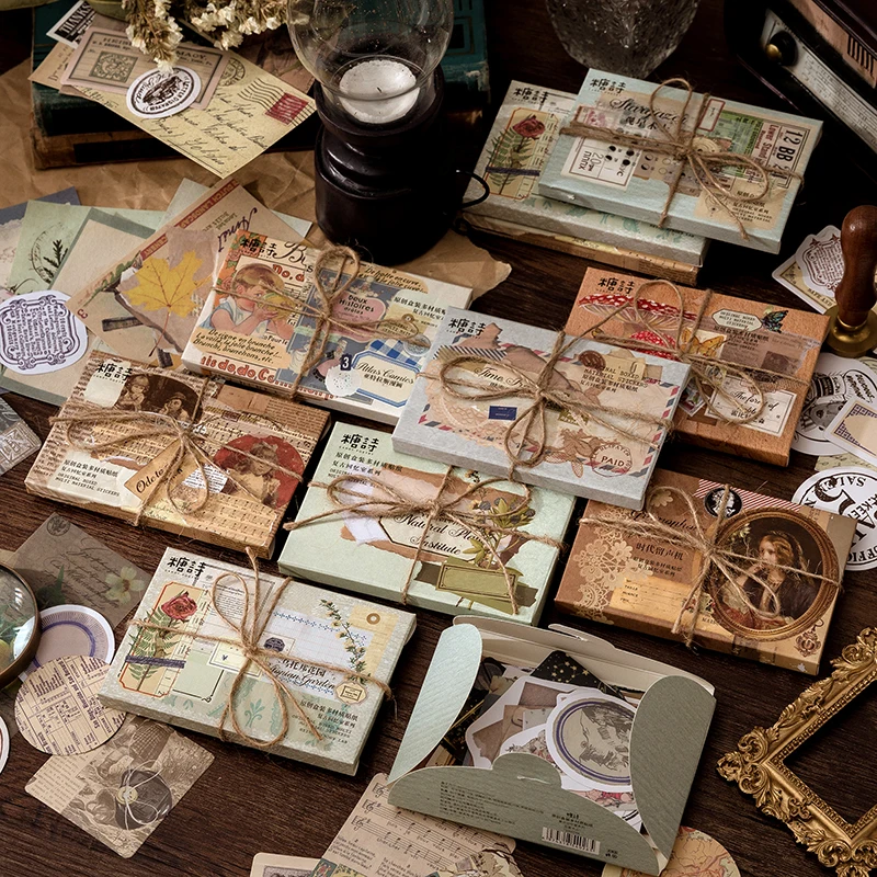 60 stücke Vintage Aufkleber Sammelalbum Papier für Scrap booking Junk Journal Schule liefert kreative Briefpapier DIY Deko Aufkleber Image