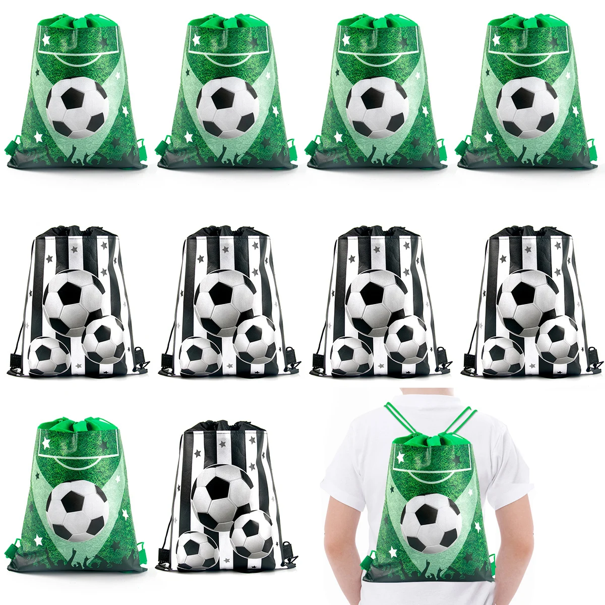 5/10 stücke Fußball Sport Fußball Thema Kordel zug Taschen Fußball Geschenk Goodie Bag Rucksack Kinder Sport Geburtstags feier Gefälligkeiten für den Gast Image