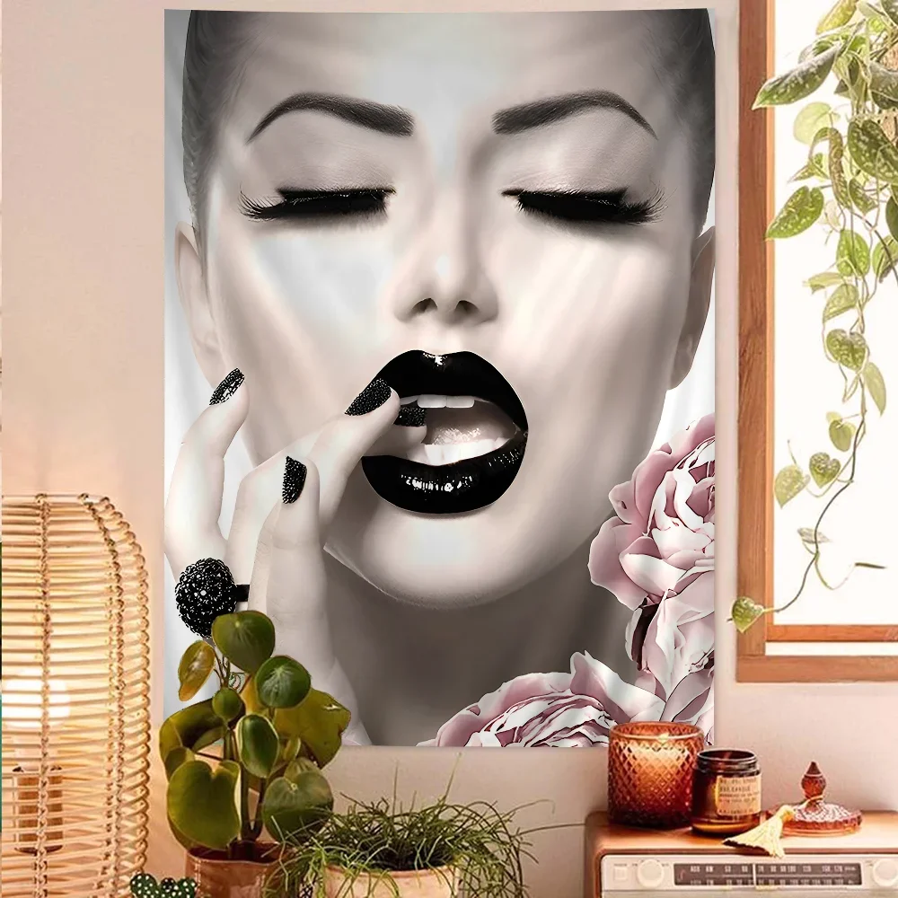 Mode Dame Make-up rosa Blume Parfüm bunte Tapisserie Wandbehang hängen Tarot Hippie Wandteppiche Wohnheim Wand kunst Dekor