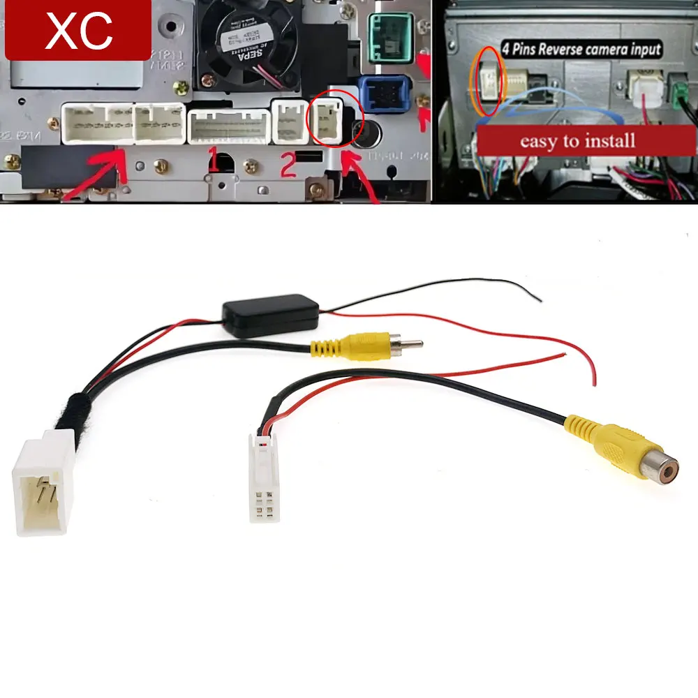4-polige Autoradio-Rückfahr kamera Video RCA 12V bis 5V 6V Adapter kabel für Toyota Eclipse avn-133 UCNV-Fit Android Navigation Image