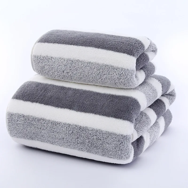 Schnell trocknendes, gestreiftes Handtuch-Set für weiches und saugfähiges Badezimmererlebnis, Badetuch oder Handtuch Image