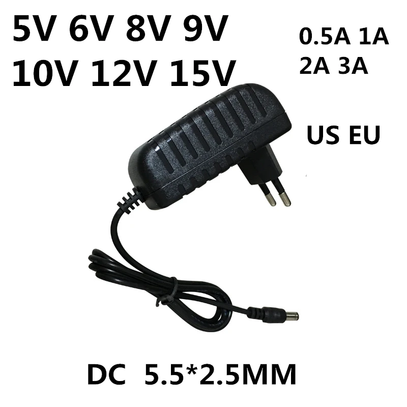 AC 110-240V DC 5V 6V 8V 9V 10V 12V 15V 0,5A 1A 2A 3A Universal Power Adapter Ladegerät Adapter Eu Uns für LED-Lichtstreifen CCTV Image