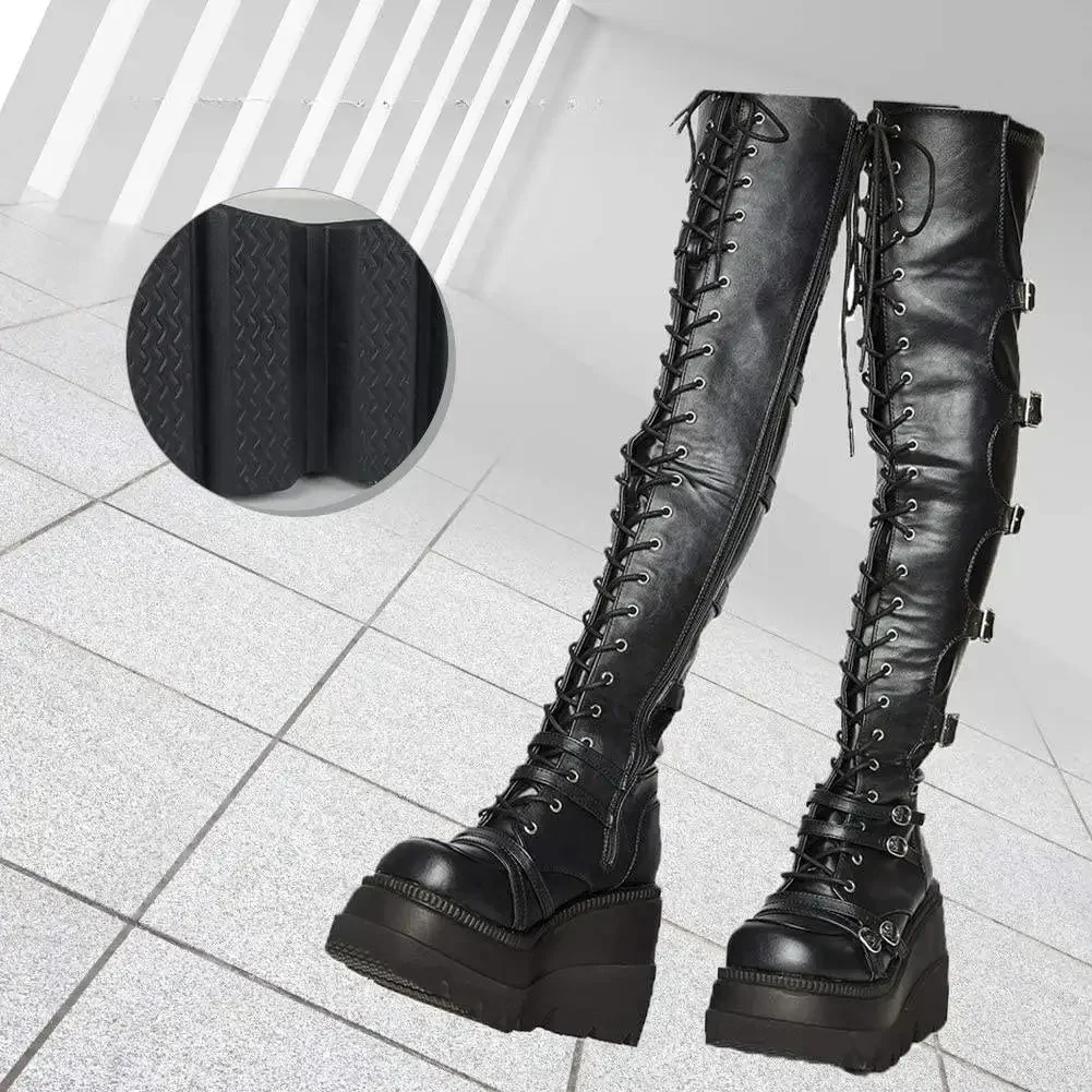 Keile lange Stiefel für Frauen Herbst Winter Overknee-Stiefel Cosplay High Platform Frauen Stiefel neue High Heel Gothic Botas Altas