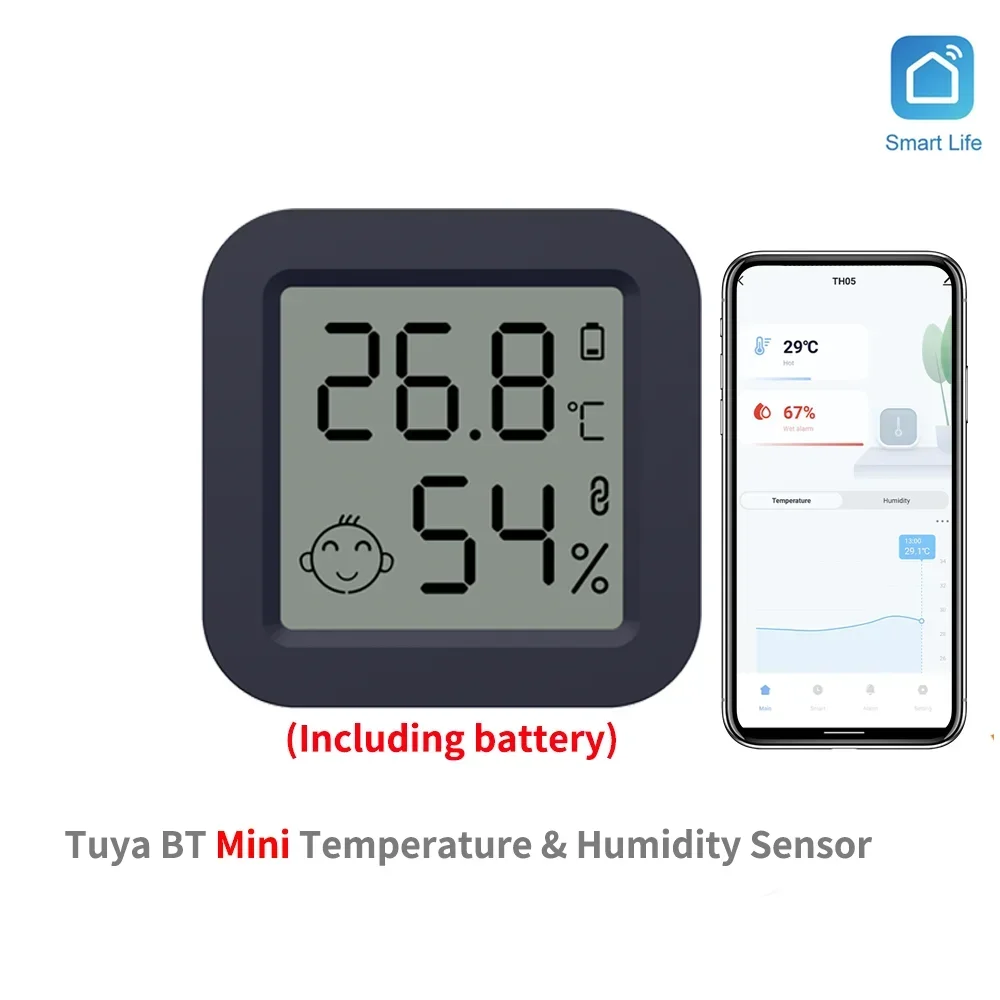Tuya Mini Bluetooth Temperatur Feuchtigkeit sensor Mini LCD-Bildschirm Smart App Fernbedienung Sprach steuerung Google Thermometer Hygrometer Image