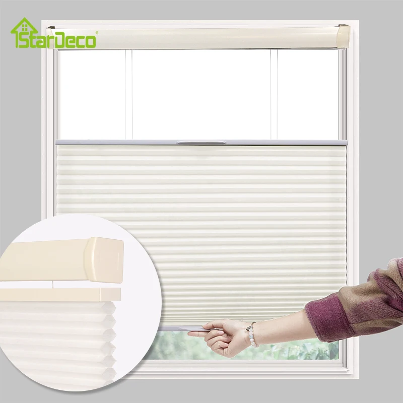 Kabelloses Wabenjalousie, plissierte Fensterjalousien am Boden, Lichtfilter, Geräuschreduzierung, Sonnenschutz, individuelle Größe für Schlafzimmer Image