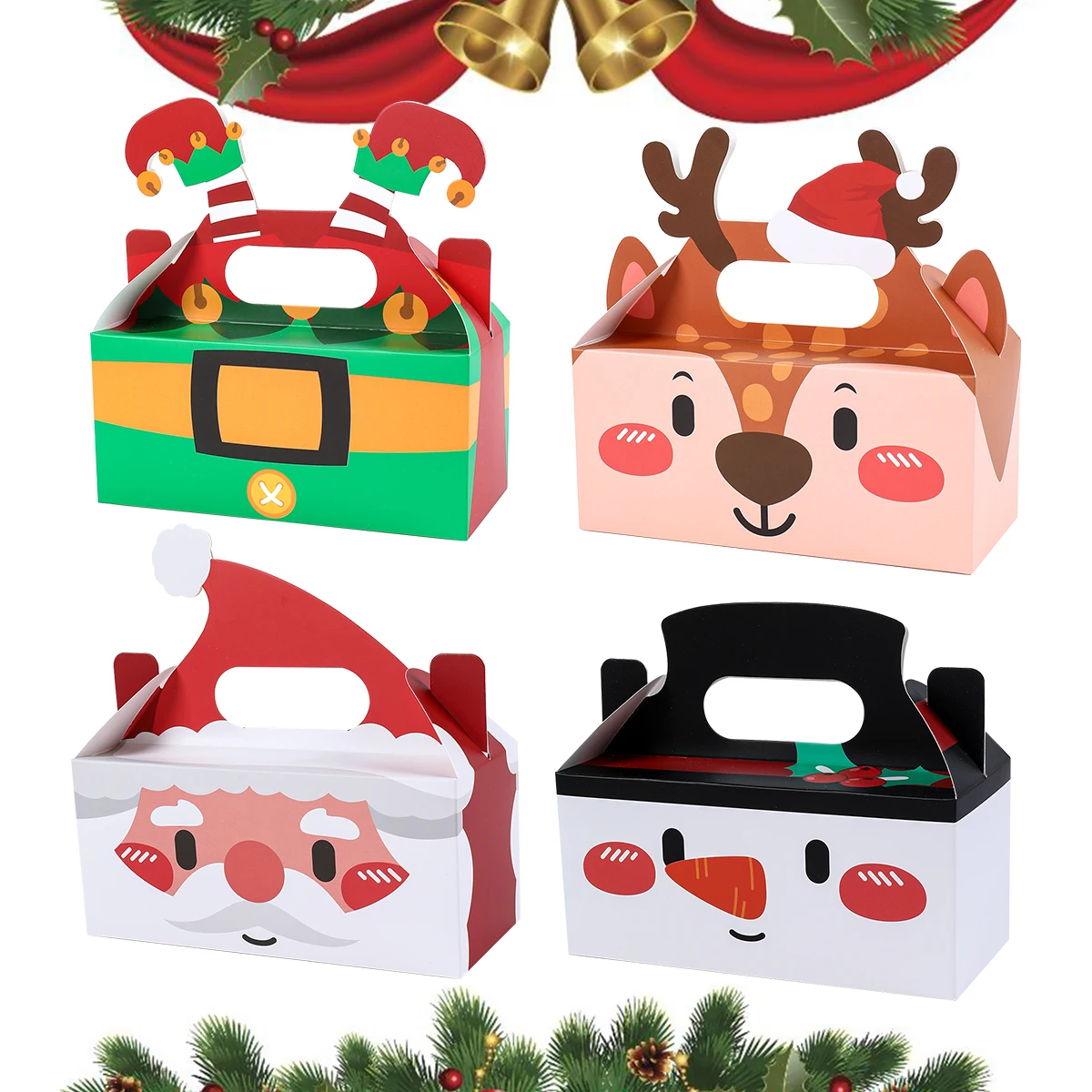 4 stücke Santa Schneemann Weihnachten Süßigkeiten Boxen Frohe Weihnachten Dekor Für Zuhause 2024 Weihnachten Geschenke Box Navidad Neue Jahr Verpackung taschen Image