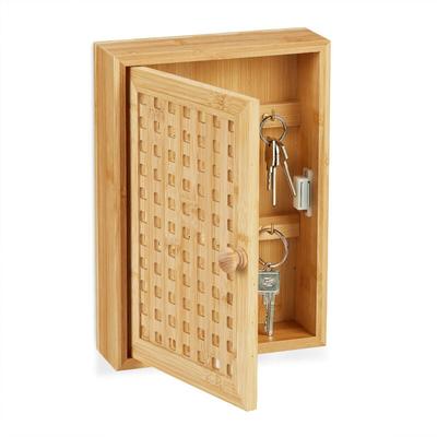 Schlüsselkasten, Bambus, 8 Haken, HxBxT: 27 x 19 x 7,5 cm, Schlüsselaufbewahrung Flur, Image