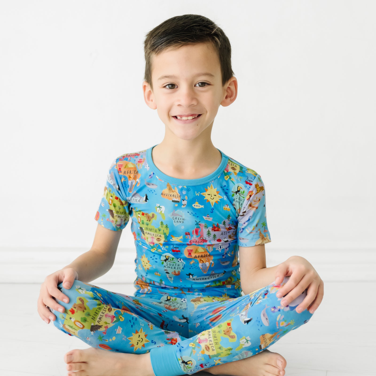 Around The World Two-Piece Short Sleeve Pajama Set - 5 - 6