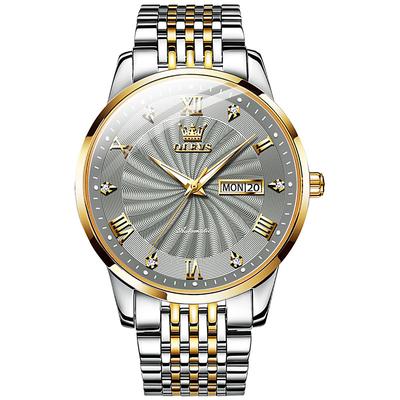 OLEVS 6630 Stainless Steel Mechanical Men's Watches Luxury Whirlwind Dial Dual Calendar Business Automatic Wrist Watch