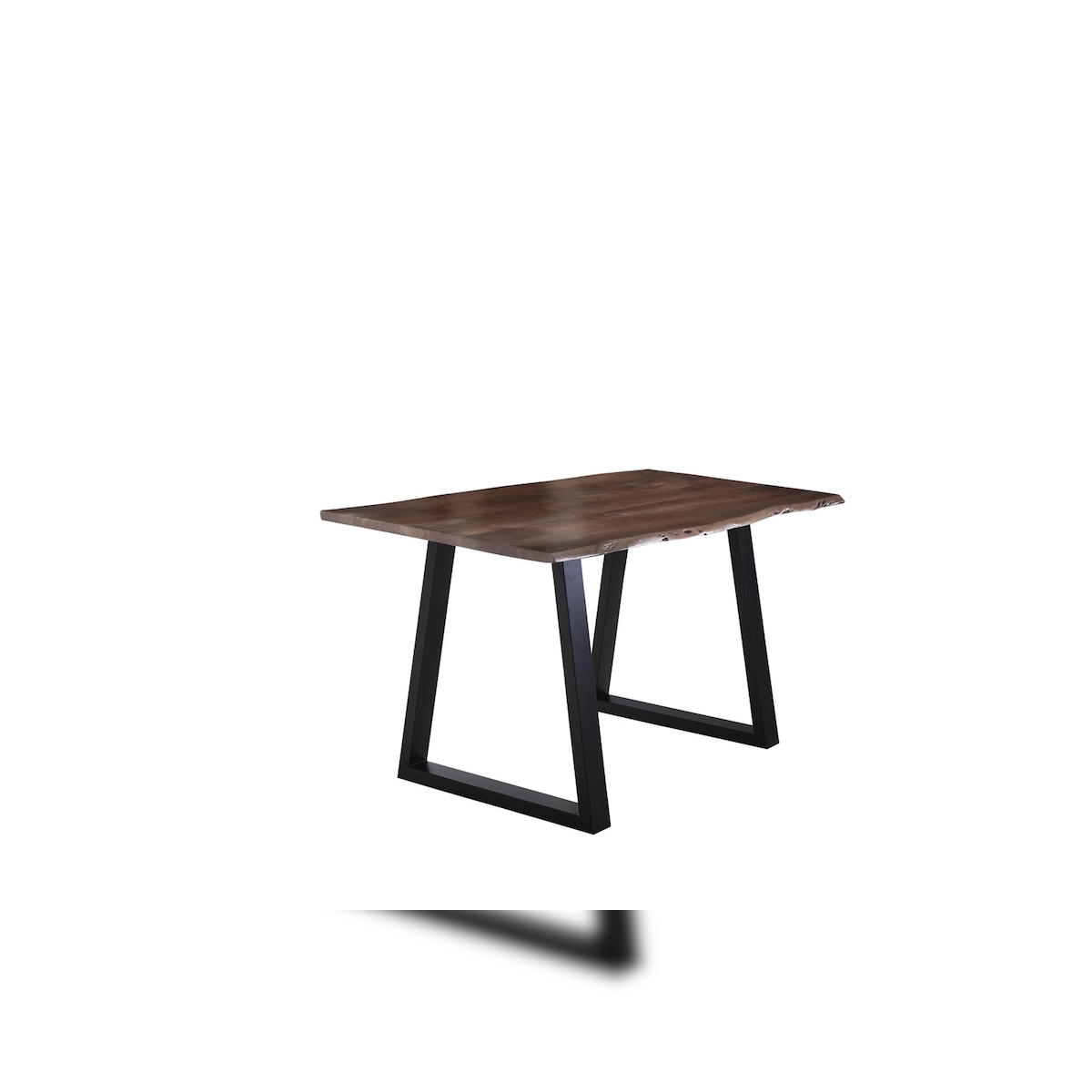 Esstisch Baumkante massiv Akazie nussbaum 140 x 80 schwarz V-Gestell LUBIN Image