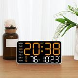 JilgTeok Borderless Digital Wall Clock Multi-Function Voice-Controlled Clock Adjustable LED Color Display Clock Brightness Adjustment Automatic Photosensitive(8.46*4.33*1.06in)