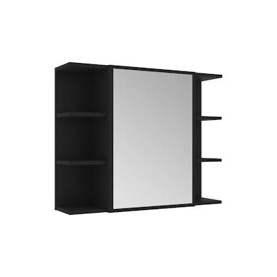 vidaXL Bad-Spiegelschrank Schwarz 80x20,5x64 cm Holzwerkstoff