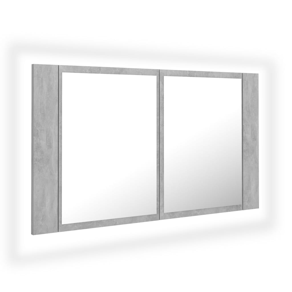 vidaXL LED-Bad-Spiegelschrank Betongrau 80x12x45 cm Acryl Image
