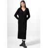Maxikleid STREET ONE STUDIO, Damen, Gr. 44, EURO-Größen, schwarz, Web, Stoff, 50% Baumwolle, 50% Polyacyl, unifarben, casual, gerade lang, V-Ausschnitt, Langarm Bündchen, Kleider, soft und trageangenehm