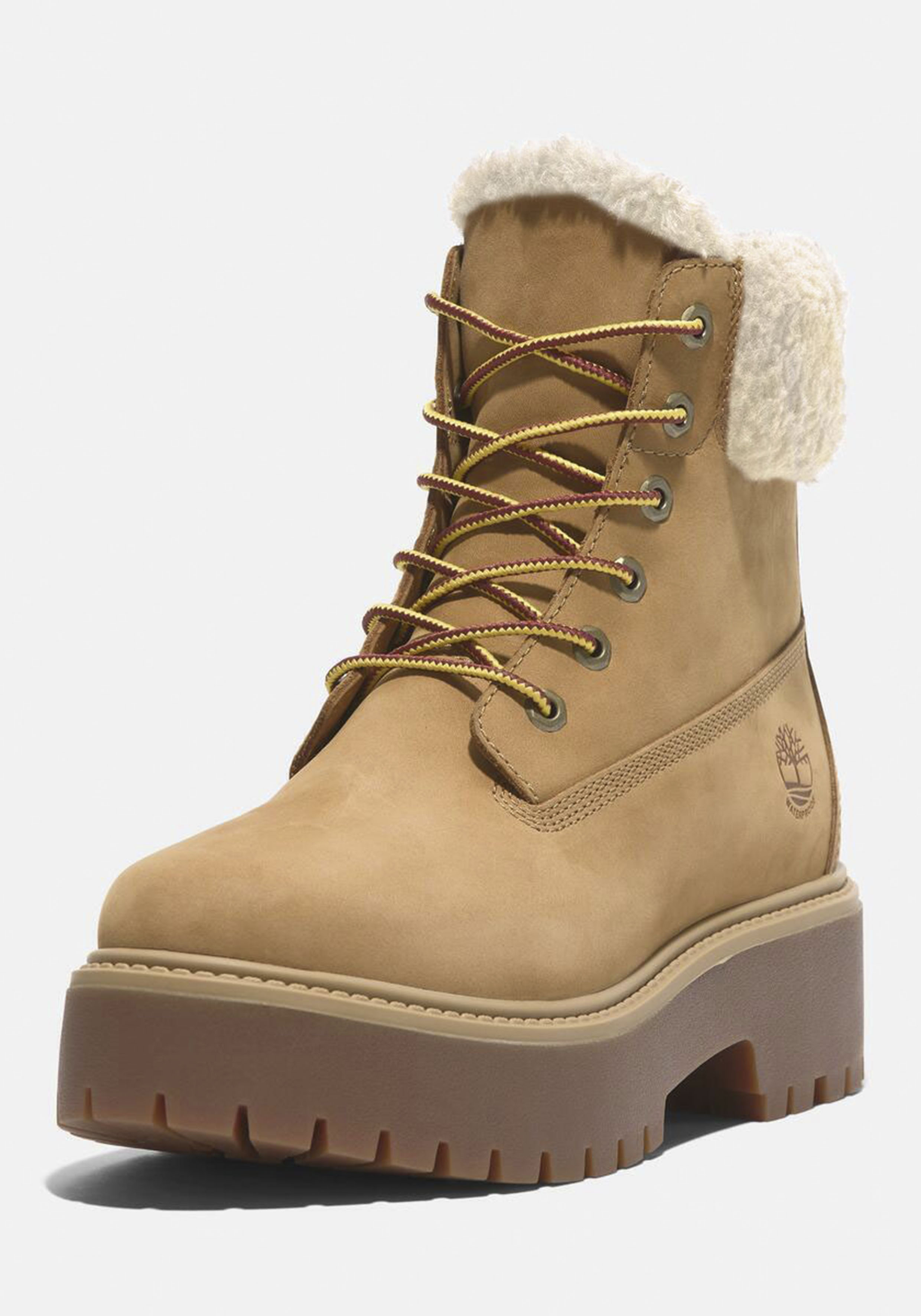 Winterboots TIMBERLAND "STONE STREETMID WARM LINED WATERPROOF BOOT", Damen, Gr. 39,5, braun (wheat nubuck), Leder, Textil, Schuhe Winterboots, Snowboots, Winterstiefel, Winterschuhe, wasserdicht und gefüttert