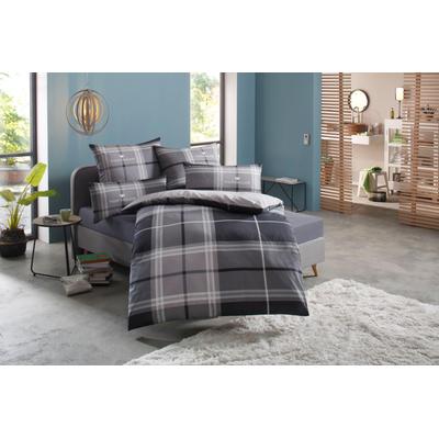 Wendebettwäsche TOM TAILOR HOME "Eric in Gr. 135x200 oder 155x220 cm", grau (grau, anthrazit), B/L: 135cm x 200cm, , Biber, B/L: 80cm x 80cm, Biber, Obermaterial: 100% Baumwolle, Bettwäsche, mit Reißverschluss, mit GRATIS-Zugabe: Sportbeutel aus... Image