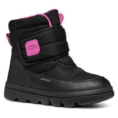 Winterboots GEOX "J WILLABOOM GIRL B A", Kinder, Gr. 37, pink (schwarz, fuchsia), Textil, Lederimitat, casual, Schuhe, Klettstiefel, Babystiefel Snowboots mit Plateausohle Image